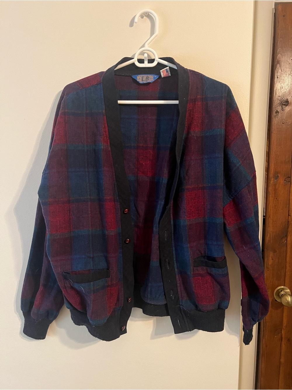 Pendleton Men's Plaid Shirt Jacket in Blue & Red with Black Trim